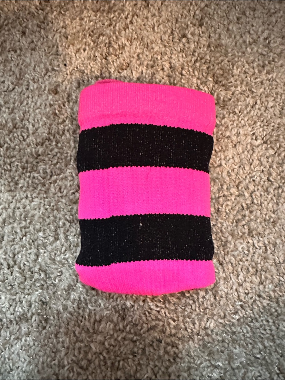 Women’s Hot Pink and Black Striped Ankle Socks
